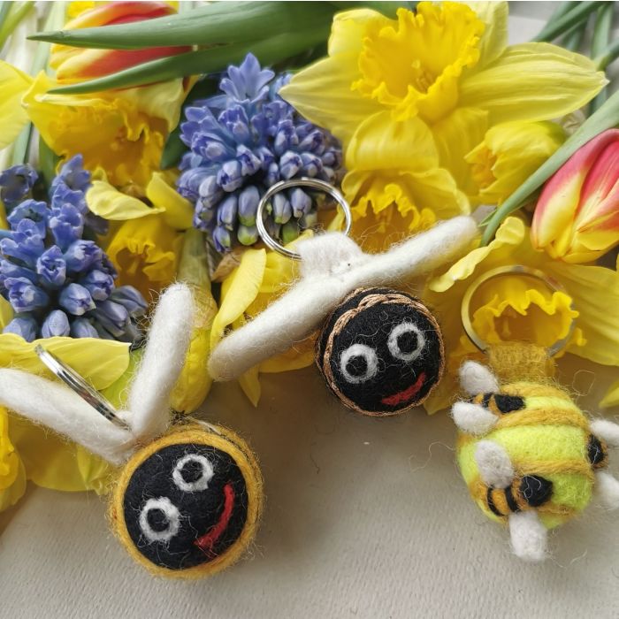 Handmade Needle Felt Fair Trade Bee Keyring - Image 4