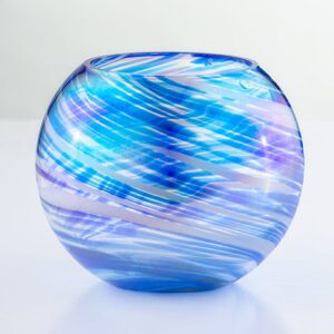 BLOWN GLASS TEALIGHT HOLDER - BLUE