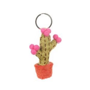 Handmade Felt Fairtrade Cactus Keyring