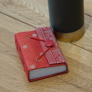 Mini Sari Fabric Journal Red