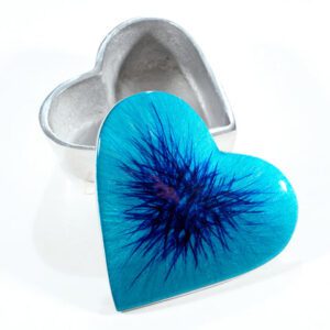 Brushed Aqua Heart Trinket Box