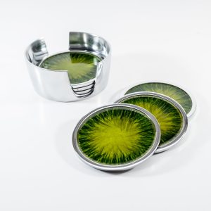 Brushed Forest Green Coaster Set of 6