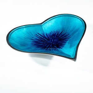 Brushed Aqua Heart Dish Large
