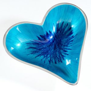 Brushed Aqua Heart Dish Small