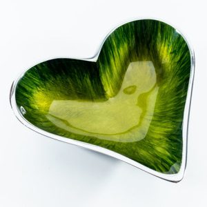 Brushed Forest Green Heart Dish Small