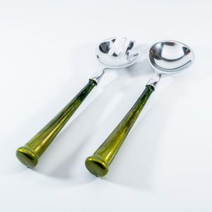 Brushed Forest Green Salad Servers