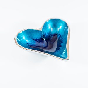 Brushed Aqua Heart Dish XS 10 cm