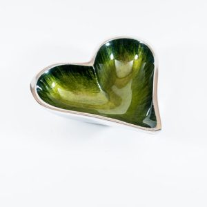 Brushed Forest Green Heart Dish XS 10 cm