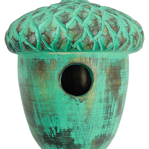 Wooden Acorn Bird House - Green 24cm