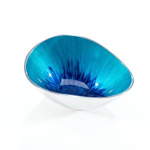 Brushed Aqua Oval Bowl Small