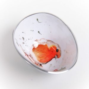 Robin & Holly Oval Bowl Small 16cm