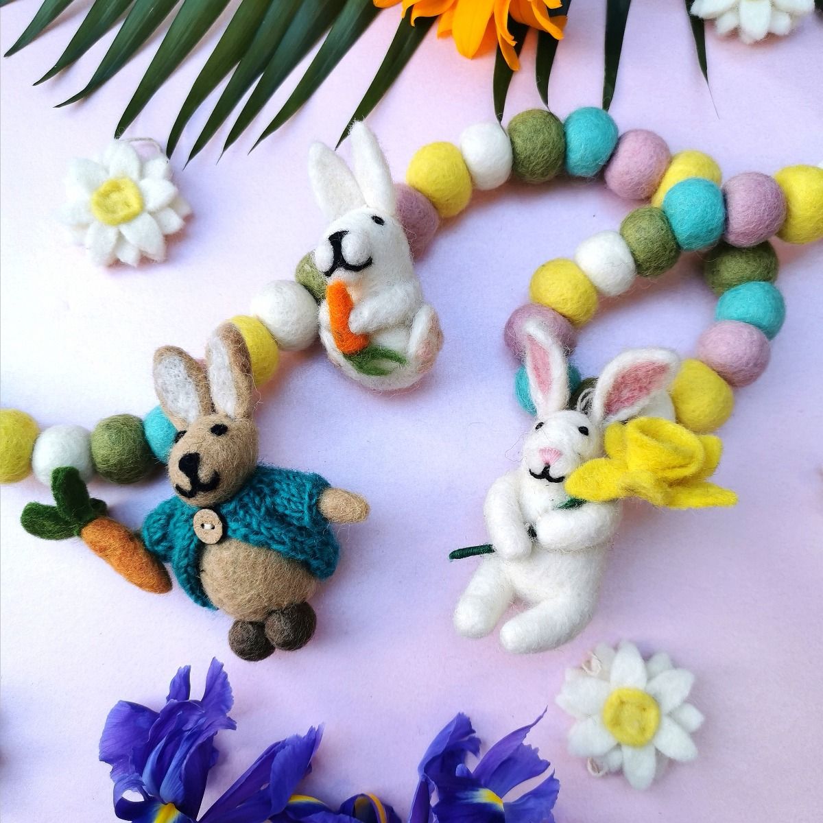 Handmade Felt Delilah Bunny Hanging Easter Decoration - Image 3