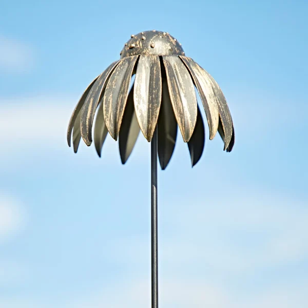 Recycled Metal Echinacea Flower Garden Stake Decoration