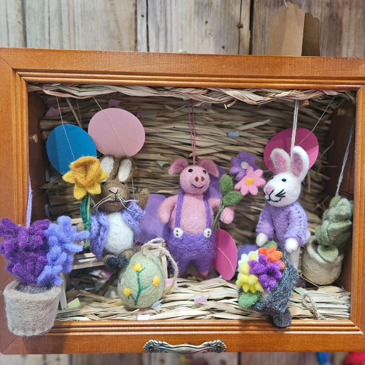 Handmade Felt Percy the Piglet Easter Pig Hanging Decoration - Image 3