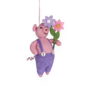 Handmade Felt Percy the Piglet Easter Pig Hanging Decoration