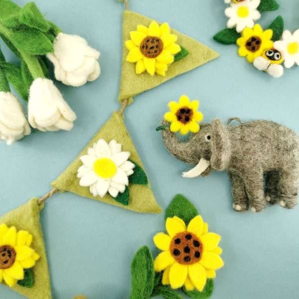 Handmade Felt Sidney the Sunflower Elephant Hanging Decoration - Image 2