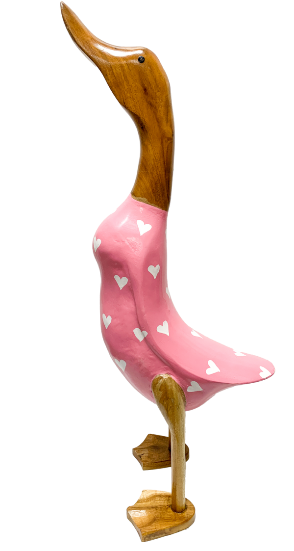 Bamboo Root Ducks Pink With Hearts -60CM