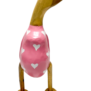 Bamboo Root Ducks Pink With Hearts -35CM