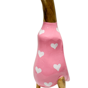 Bamboo Root Ducks Pink With Hearts -40CM
