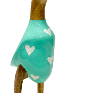 Bamboo Root Ducks Turquoise With Hearts -25CM