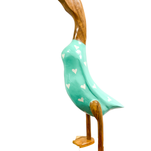 Bamboo Root Ducks Turquoise With Hearts -60CM