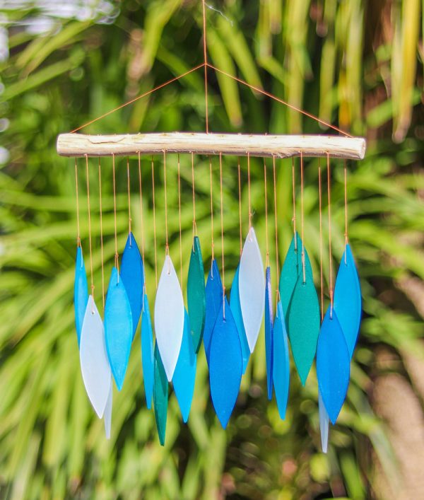 Glass Windchime 'Leaves' - Blue - Image 2