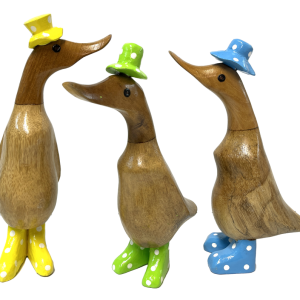 Bamboo Duck with Painted Hat and Boots - Blue