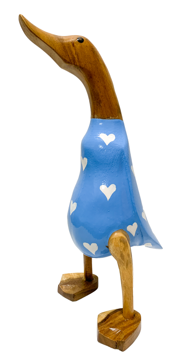 Bamboo Root Ducks Blue With Hearts - 40cm - Image 2