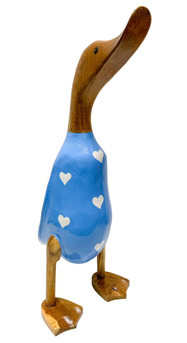 Bamboo Root Ducks Blue With Hearts - 40cm