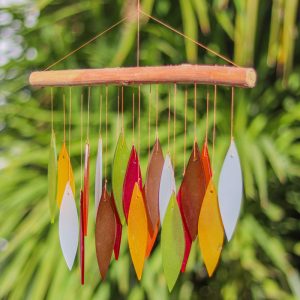 Glass Windchime 'Leaves' - Sunset