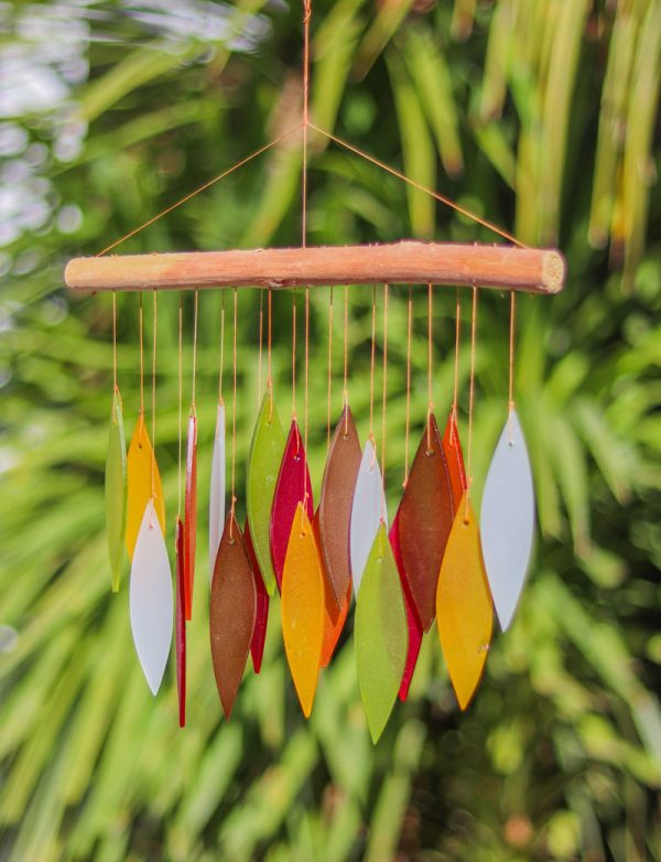 Glass Windchime 'Leaves' - Sunset
