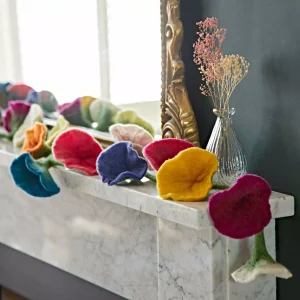 Handmade Felt Flower Garland Multi coloured 160cm