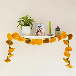 Handmade Felt Flower Wool Garland 160cm Yellow