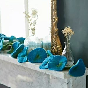 Handmade Felt Flower Garland Blue 160cm