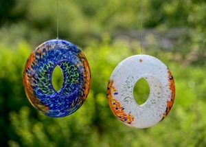 Handcrafted Mouthblown Glass Bird Feeder - Unique Artisan Garden Decor