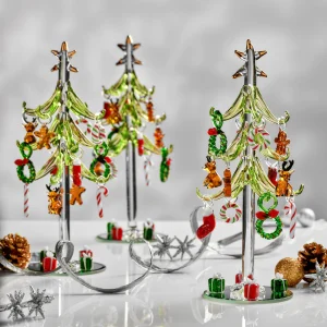 Handcrafted Glass Christmas tree and decorations 20cm
