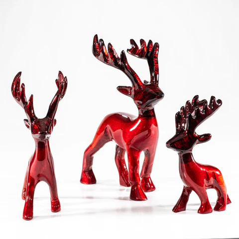 Brushed Red Stag  11 cm - recycled aluminum - Image 3