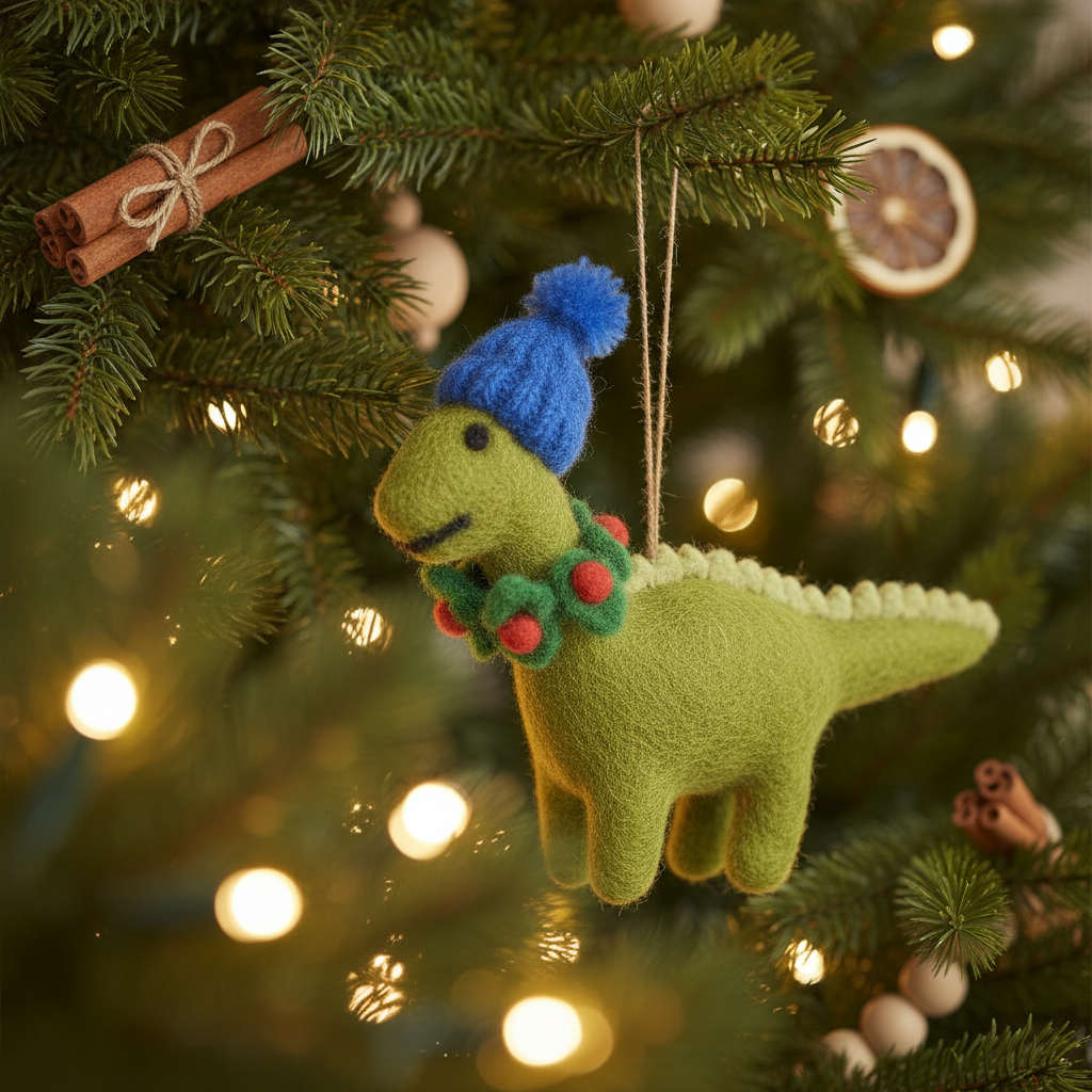 Felt Hanging Cosy Dinosaur Christmas Tree Decoration