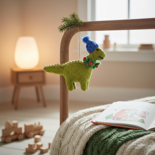Felt Hanging Cosy Dinosaur Christmas Tree Decoration - Image 4