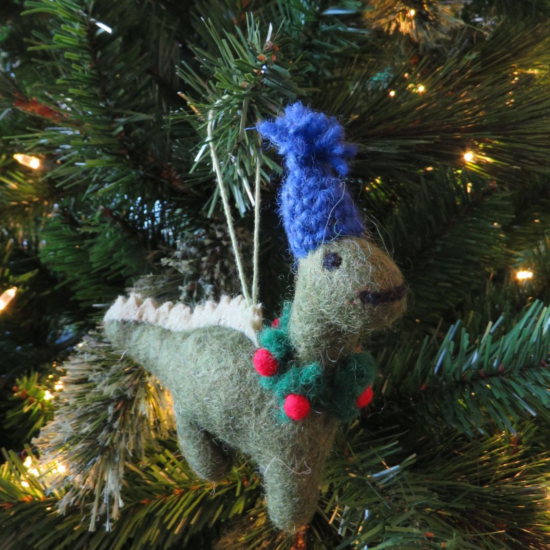 Felt Hanging Cosy Dinosaur Christmas Tree Decoration - Image 2