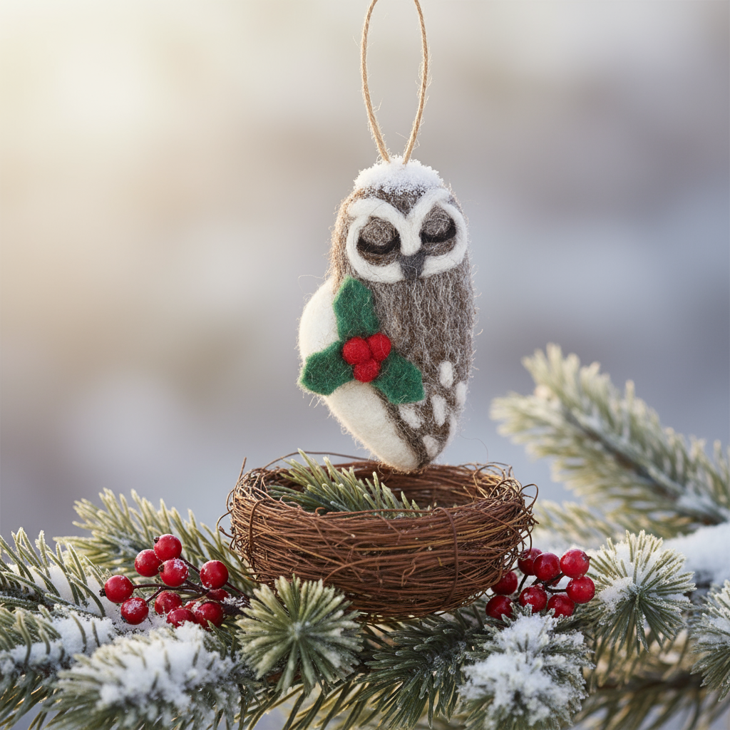 Handmade Felt Owl Hanging Decoration