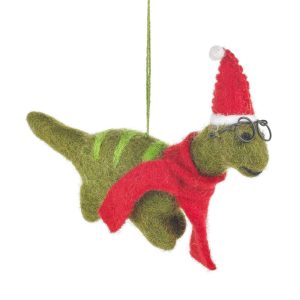 Felt Hanging Christmas Dinosaur with Specs Tree Decoration