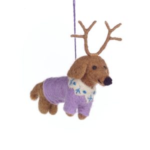 Felt Rudy Dachshund Dog Hanging Christmas Decoration
