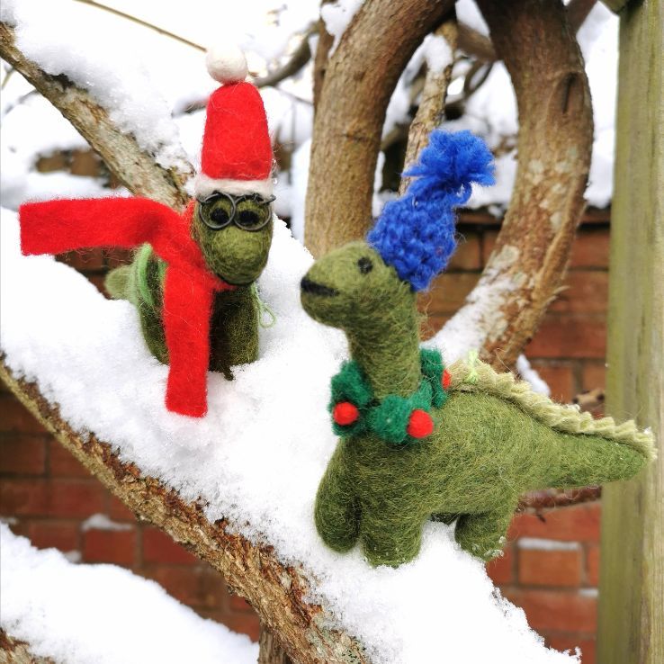 Felt Hanging Cosy Dinosaur Christmas Tree Decoration - Image 3