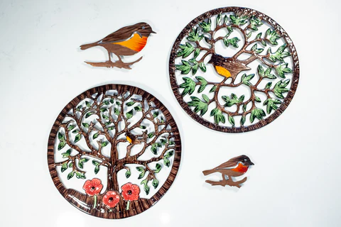 Handmade Sustainable Eco Friendly Wall Art Robin and Poppy - Image 2