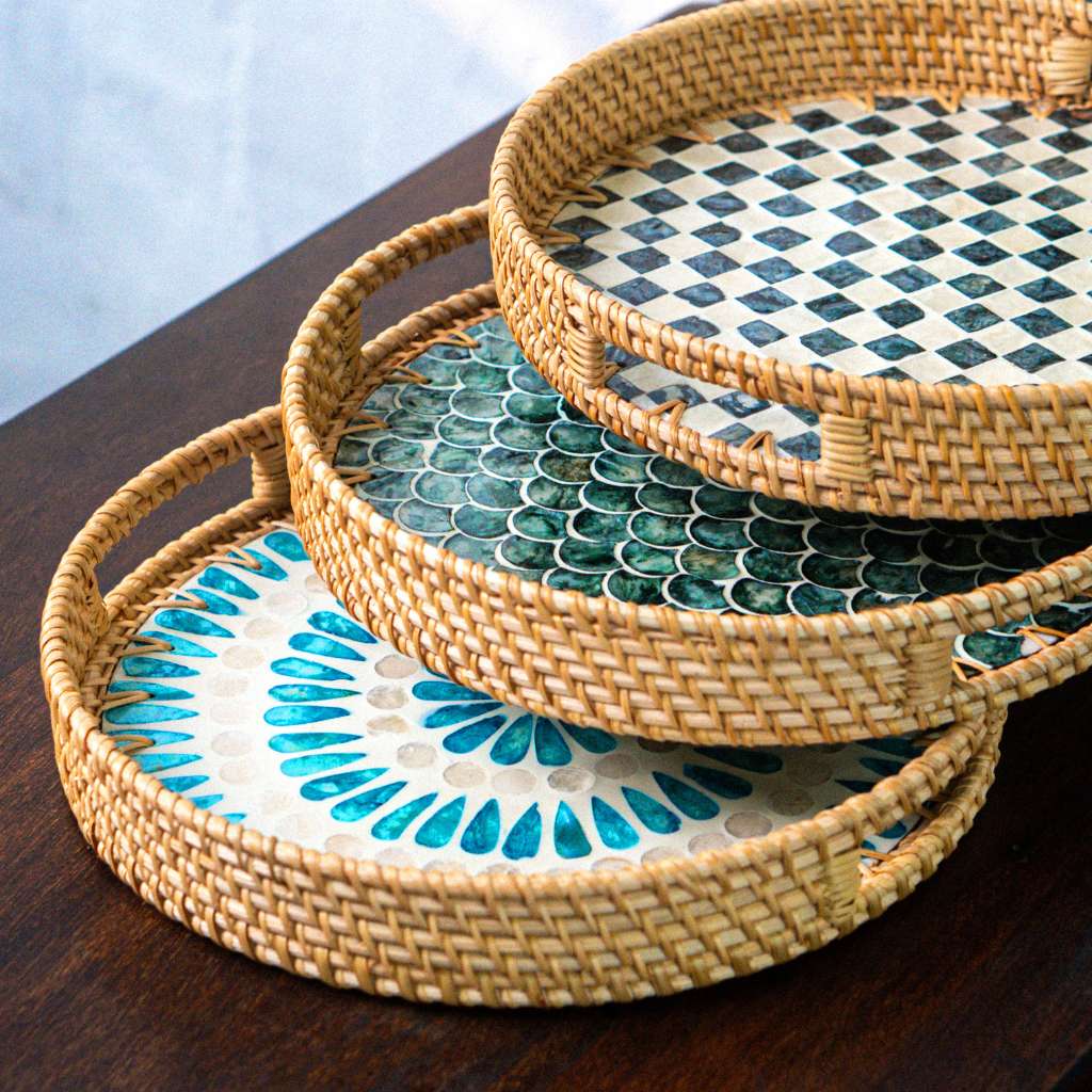 Rattan Trays • Mother of Pearl • Cascade Light 30cm - Image 4