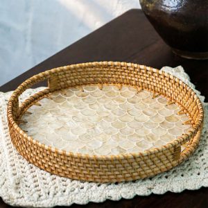 Rattan Trays • Mother of Pearl • Cascade Light  35cm