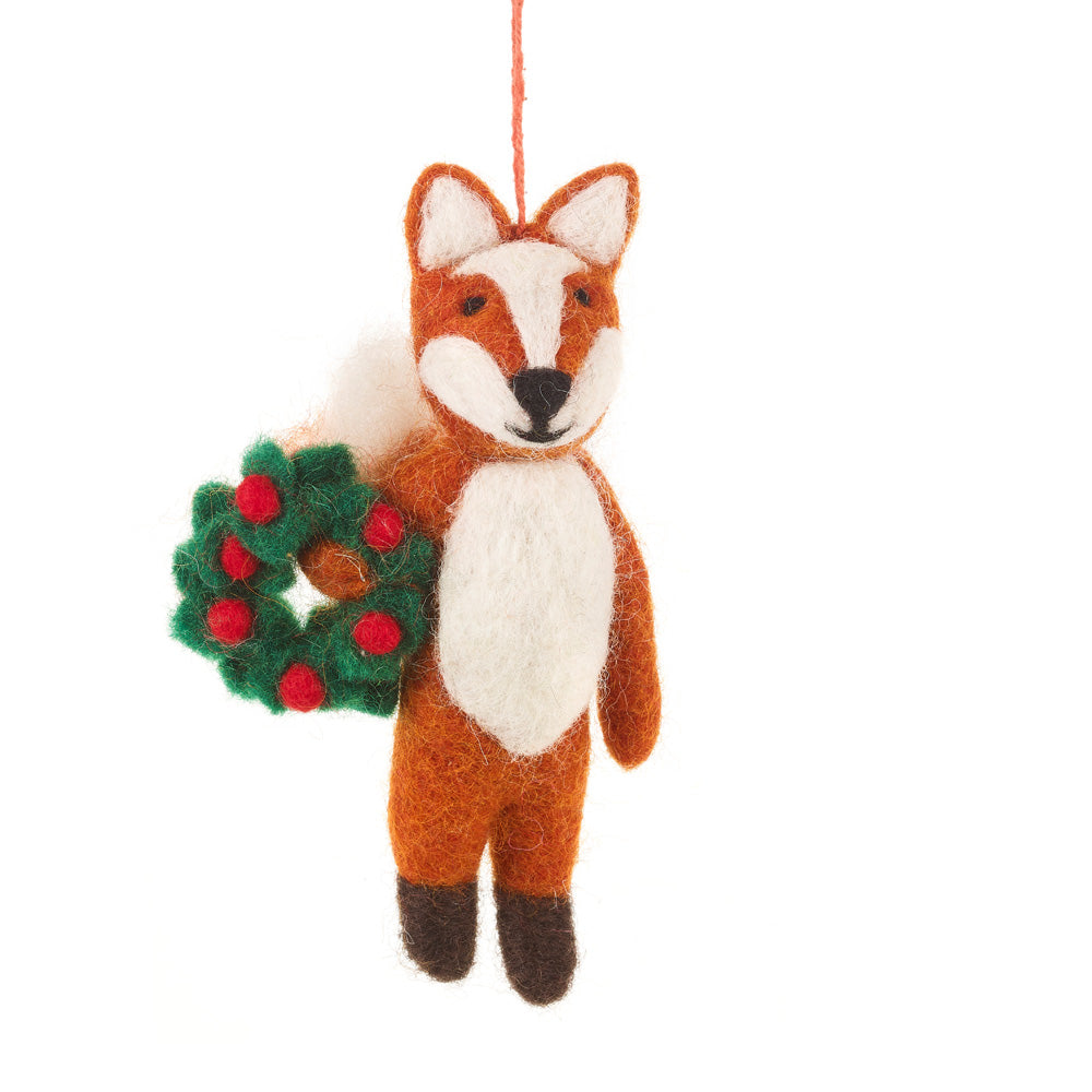 Handmade Felt Finley the Festive Fox Hanging Decoration - Image 3