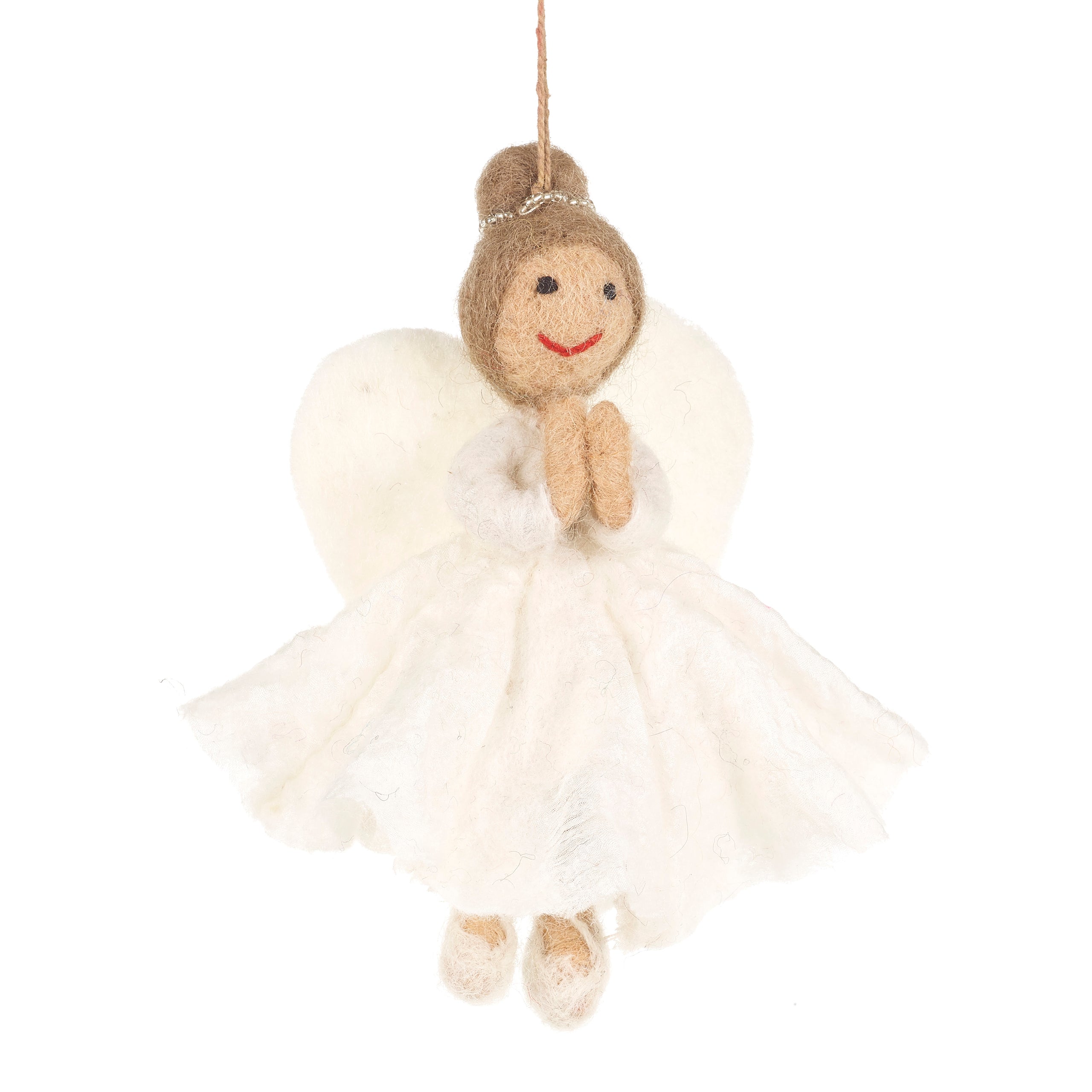 Handmade Felt Fair trade Christmas Angel Hanging Tree Decoration - Image 2