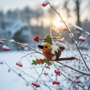 Handmade Felt Robin Pud Hanging Decoration
